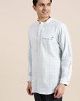 Blue Linen Soft Cotton Men Shirt - Charkha TalesBlue Linen Soft Cotton Men Shirt
