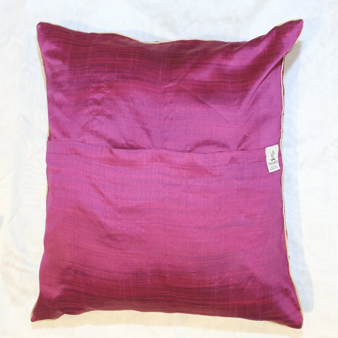 Blue &amp; Pink Gota Compliment Cushion Cover - Charkha TalesBlue &amp; Pink Gota Compliment Cushion Cover