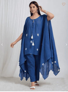 Tie & Dye Crush Cotton Co-Ord Set - Blue