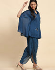 Blue Women Flow Top With Tulip pant - Charkha TalesBlue Women Flow Top With Tulip pant