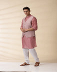 Blush Pink Chanderi Men Jacket - Charkha TalesBlush Pink Chanderi Men Jacket