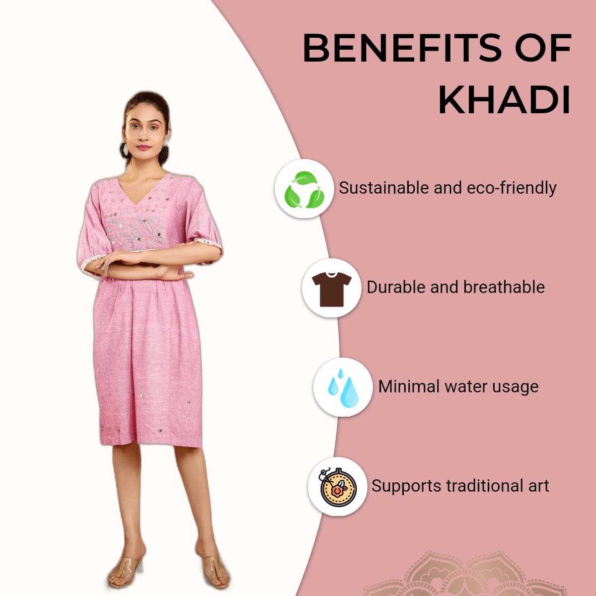 Boho Chikankari A - line Dress - Lavender - Charkha TalesBoho Chikankari A - line Dress - Lavender