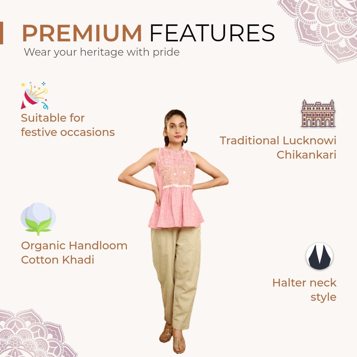 Boho Chikankari Co - Ord Set - Pink - Charkha TalesBoho Chikankari Co - Ord Set - Pink