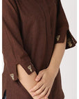 Brown embroidered Nordic Top - Charkha TalesBrown embroidered Nordic Top