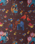 Brown Gond Print Silk Fabric - Charkha TalesBrown Gond Print Silk Fabric