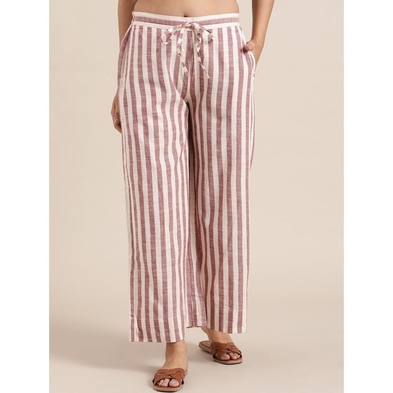 Brown khadi Stripes Co - ord Set. - Charkha TalesBrown khadi Stripes Co - ord Set.