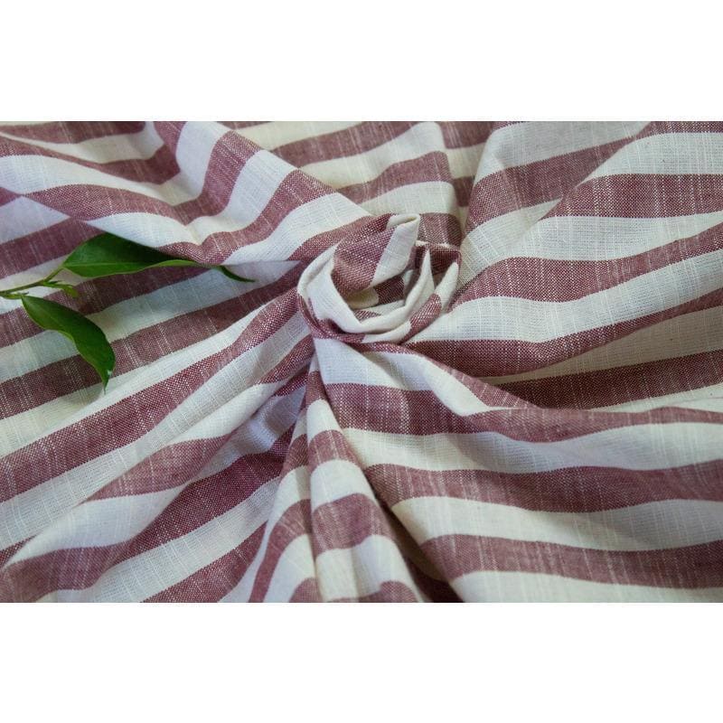 Brown Striped Cotton Fabric - Charkha TalesBrown Striped Cotton Fabric