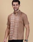 Brown Tie & Dye Men Shirt - Charkha TalesBrown Tie & Dye Men Shirt