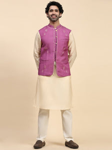 Chanderi Men Kurta Set - Off-White