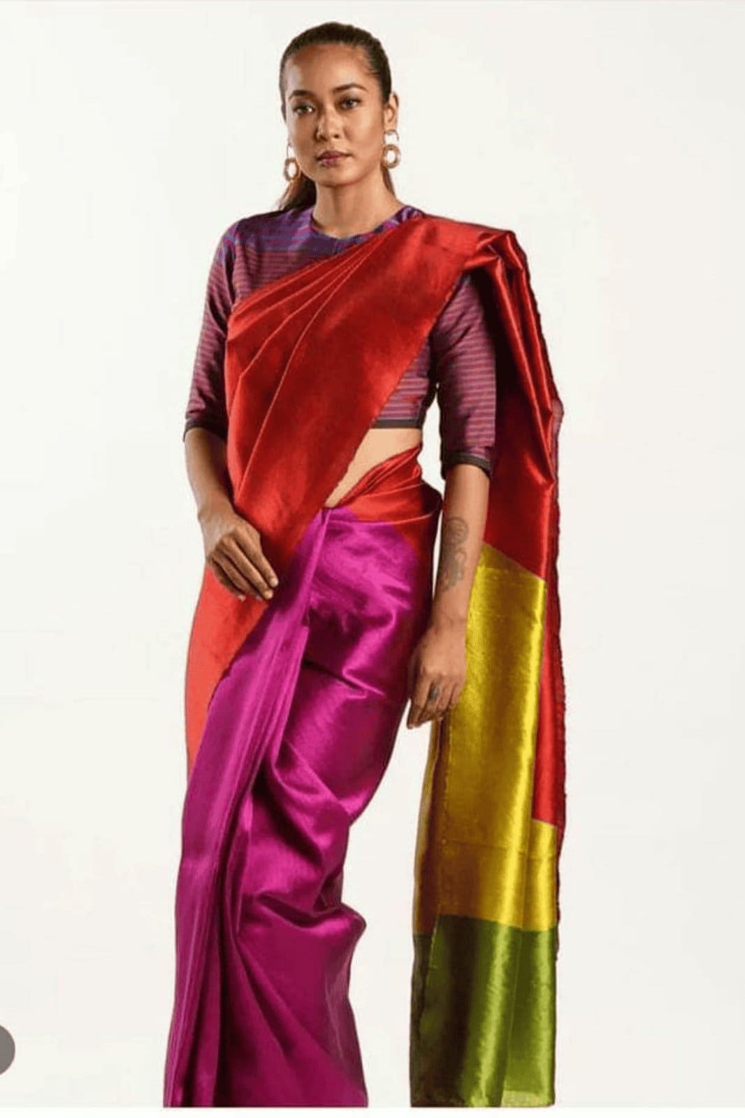 Chanderi Saree - Fuscia Pink - Charkha TalesChanderi Saree - Fuscia Pink