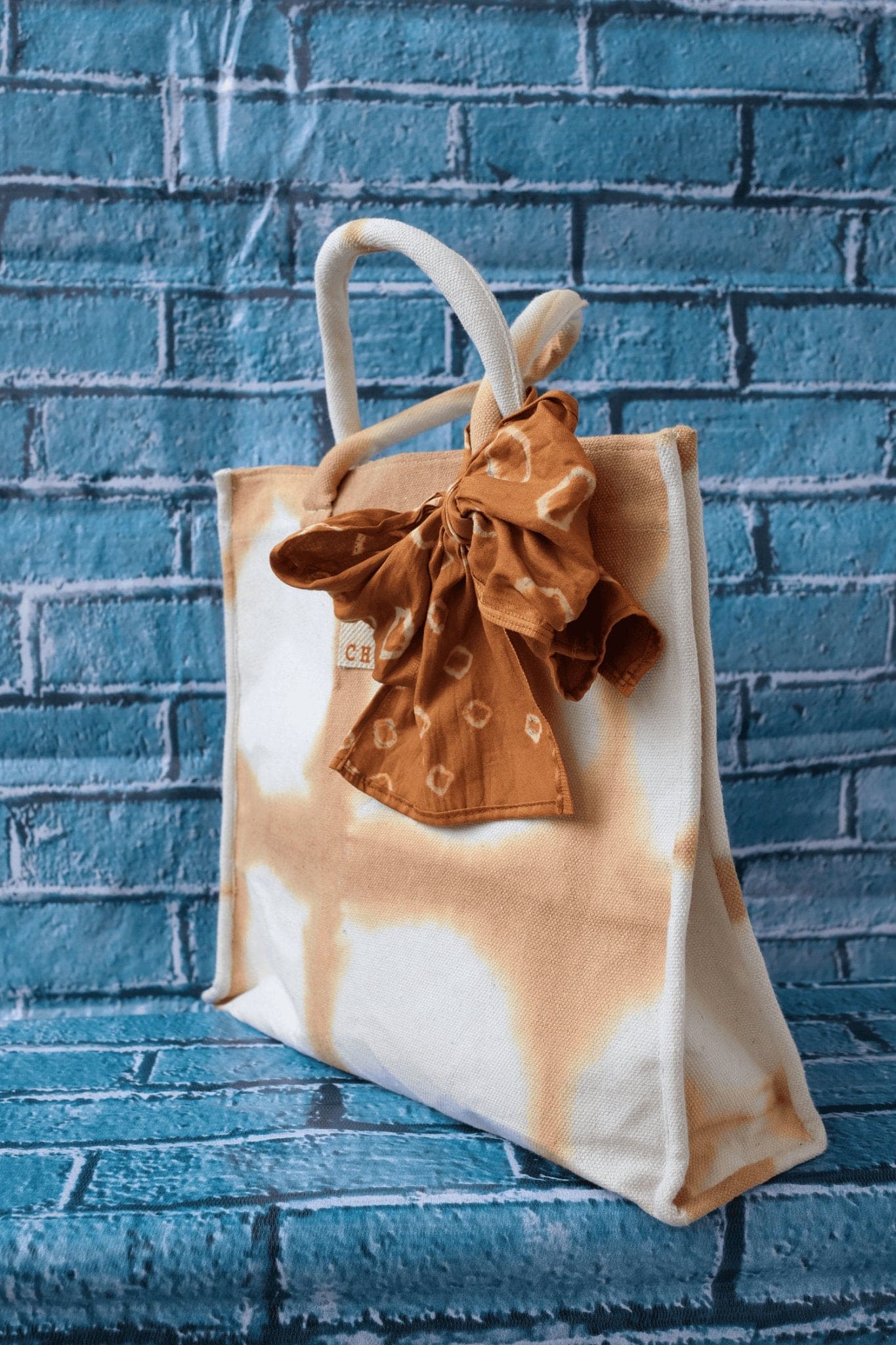 Clamp Dye Bag - Brown - Charkha TalesClamp Dye Bag - Brown