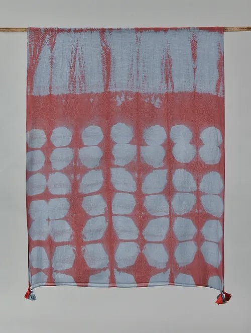 Clamp Dye Chanderi Silk Scarf - Red - Charkha TalesClamp Dye Chanderi Silk Scarf - Red