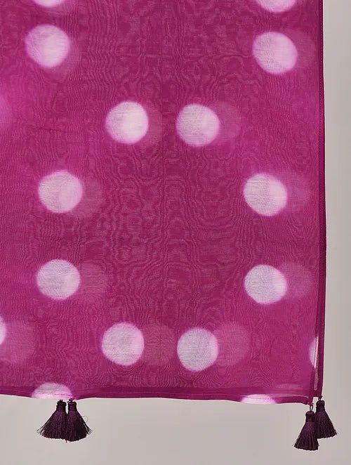 Clamp Dye Chanderi Silk Stole - Pink - Charkha TalesClamp Dye Chanderi Silk Stole - Pink