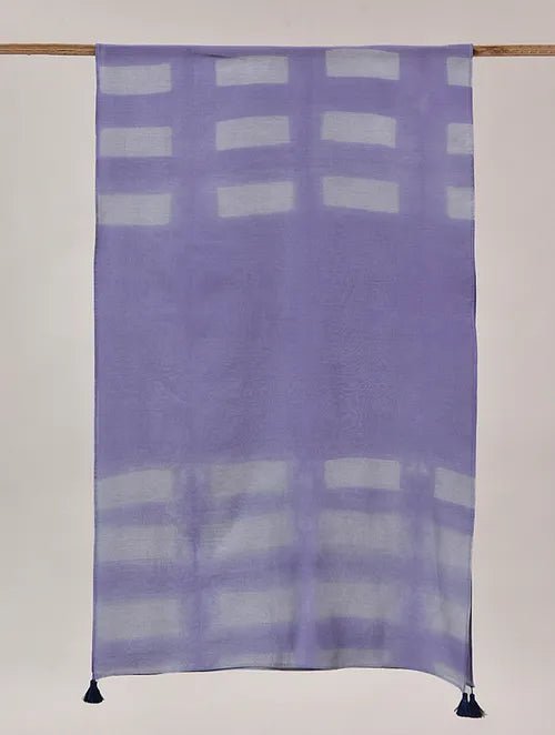 Clamp Dye Chanderi Silk Stole - Purple - Charkha TalesClamp Dye Chanderi Silk Stole - Purple