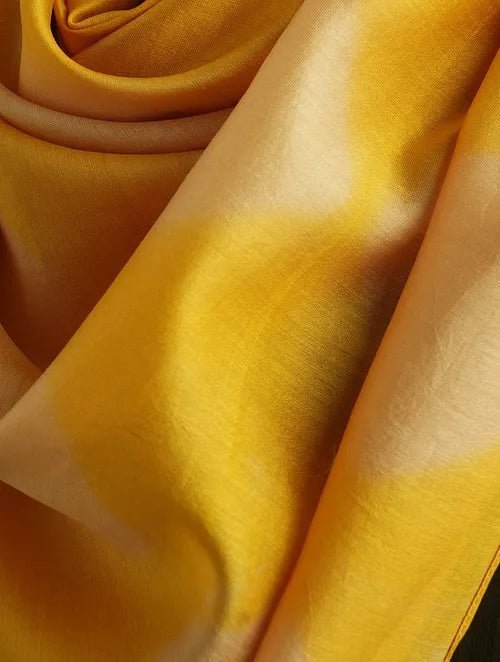 Clamp Dye Chanderi Silk Stole - Yellow - Charkha TalesClamp Dye Chanderi Silk Stole - Yellow