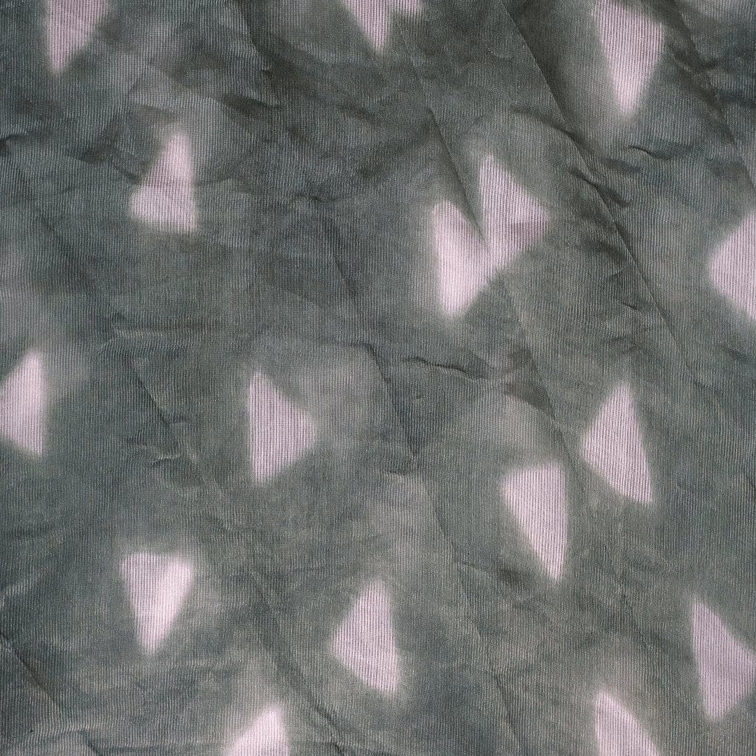 Clamp Dye Silk Chanderi Fabric - Dark Green - Charkha TalesClamp Dye Silk Chanderi Fabric - Dark Green