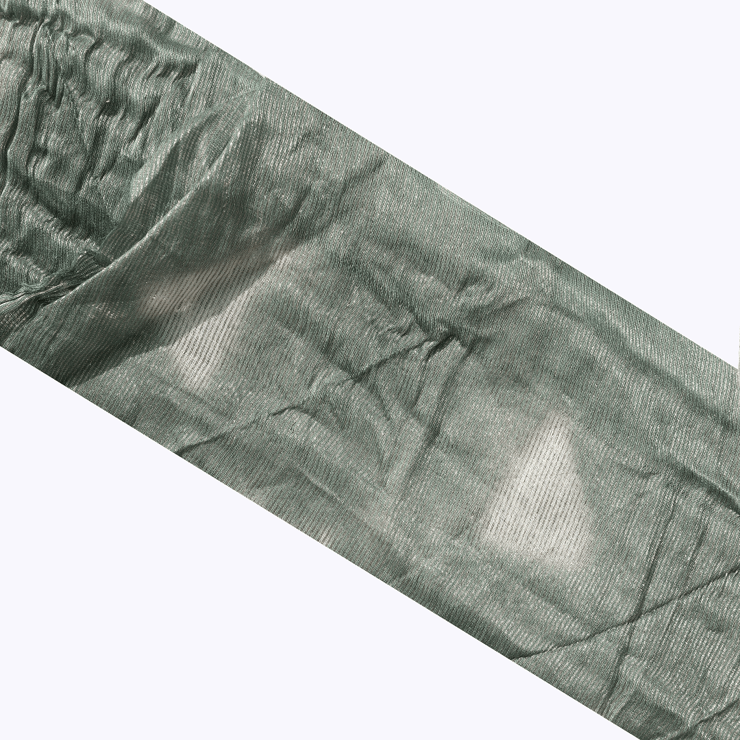 Clamp Dye Silk Chanderi Fabric - Olive Green - Charkha TalesClamp Dye Silk Chanderi Fabric - Olive Green