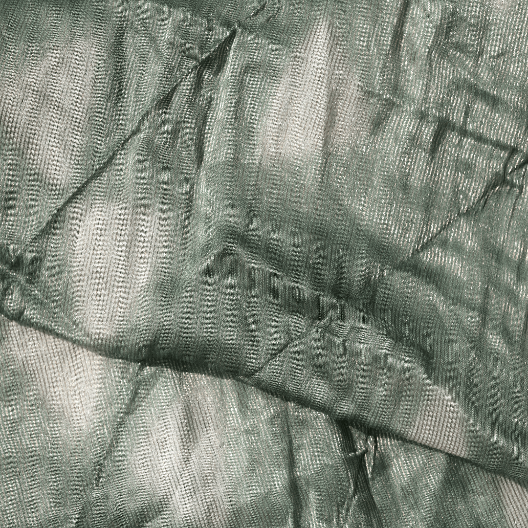 Clamp Dye Silk Chanderi Fabric - Olive Green - Charkha TalesClamp Dye Silk Chanderi Fabric - Olive Green