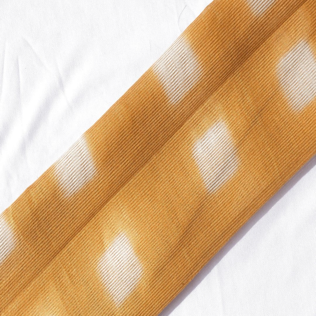 Clamp Dye Silk Chanderi Fabric - Orange - Charkha TalesClamp Dye Silk Chanderi Fabric - Orange