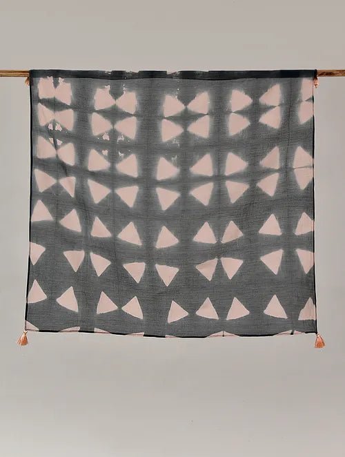 Clamp Dyed Chanderi Silk Scarf - Blue - Charkha TalesClamp Dyed Chanderi Silk Scarf - Blue