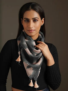 Clamp Dyed Chanderi Silk Scarf - Blue