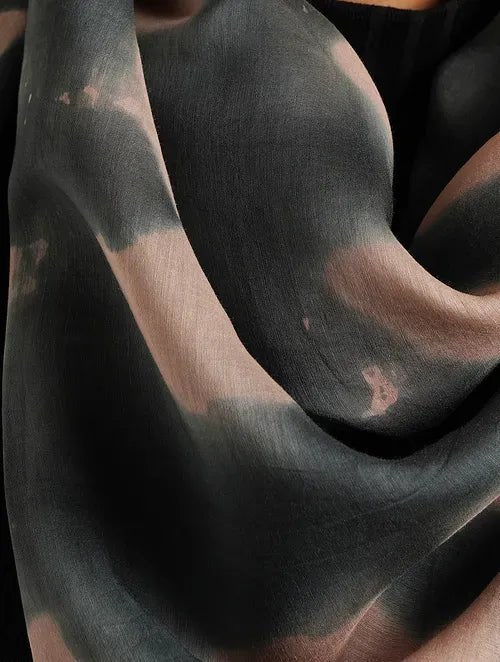 Clamp Dyed Chanderi Silk Scarf - Blue - Charkha TalesClamp Dyed Chanderi Silk Scarf - Blue