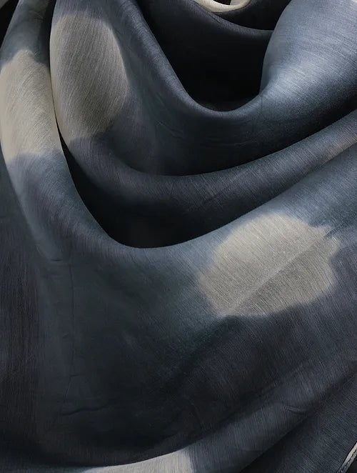 Clamp Dyed Chanderi Silk Stole - Blue - Charkha TalesClamp Dyed Chanderi Silk Stole - Blue