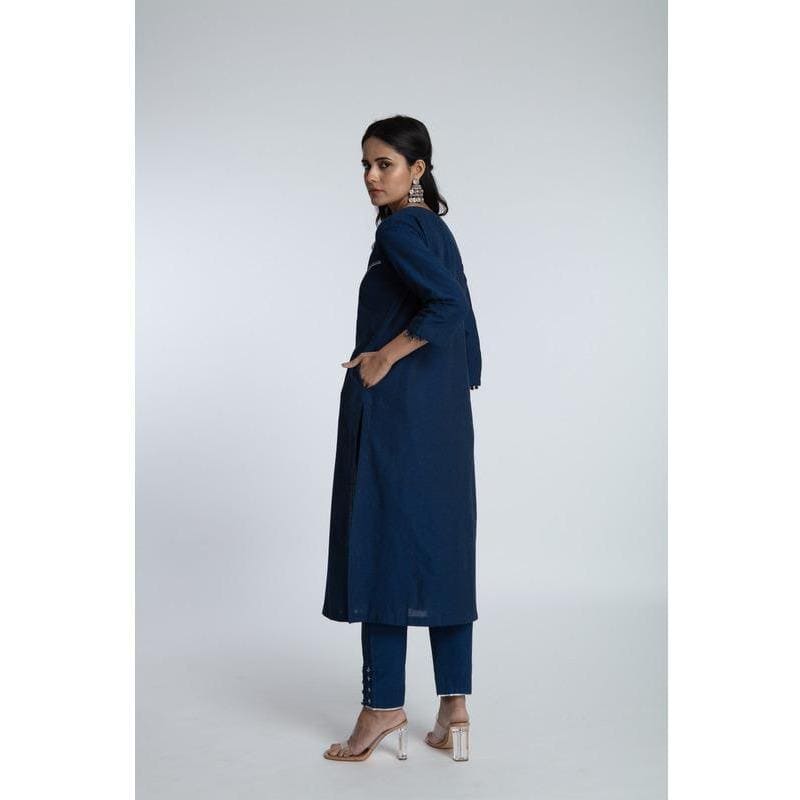 Classic Kurta Set - Navy Blue - Charkha TalesClassic Kurta Set - Navy Blue