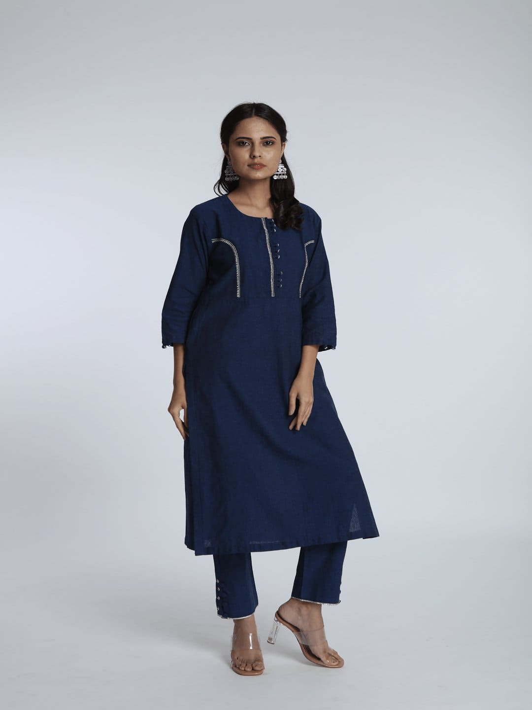 Classic Kurta Set - Navy Blue - Charkha TalesClassic Kurta Set - Navy Blue