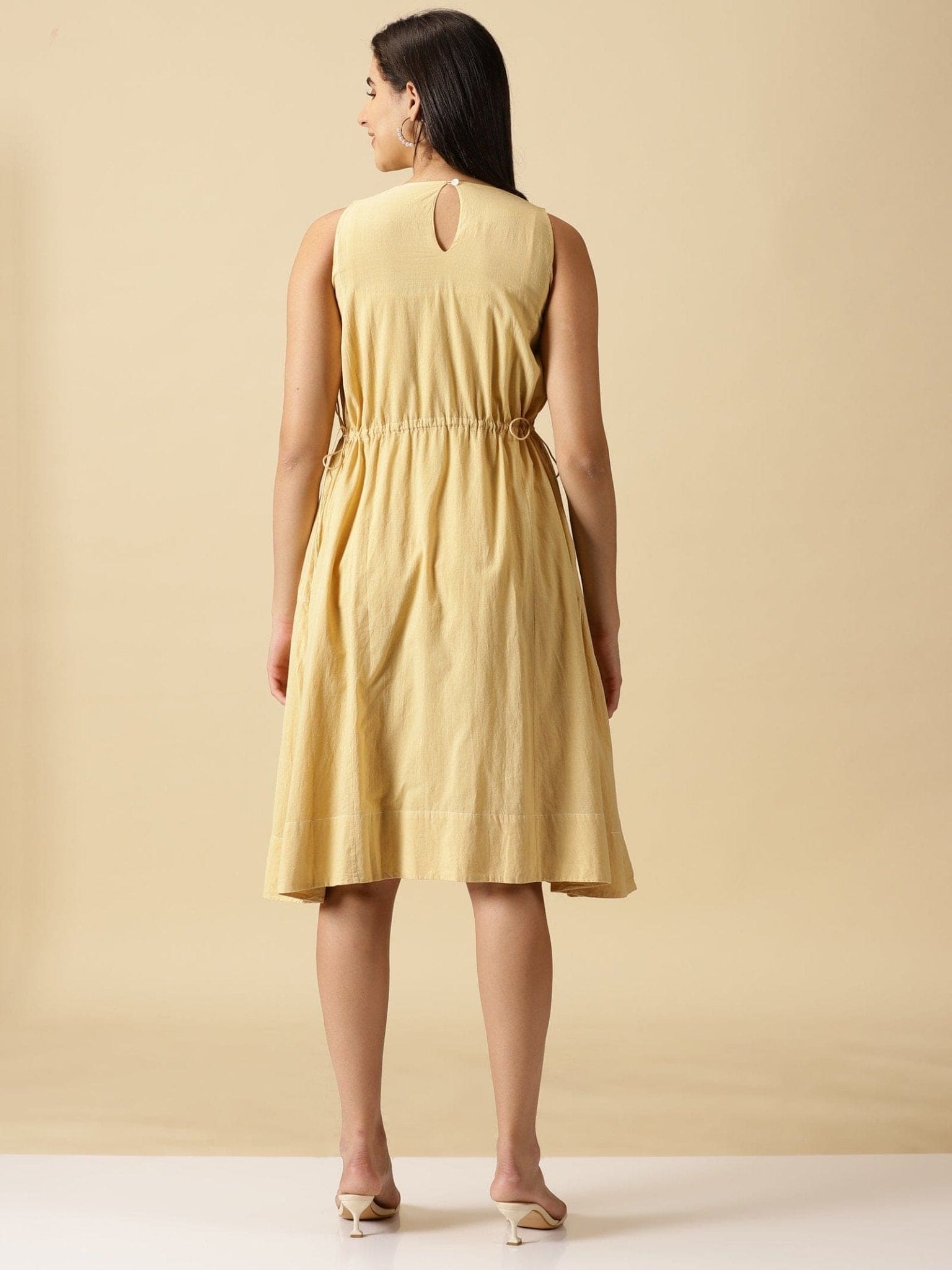 Cotton Chikankari Dress - Beige - Charkha TalesCotton Chikankari Dress - Beige
