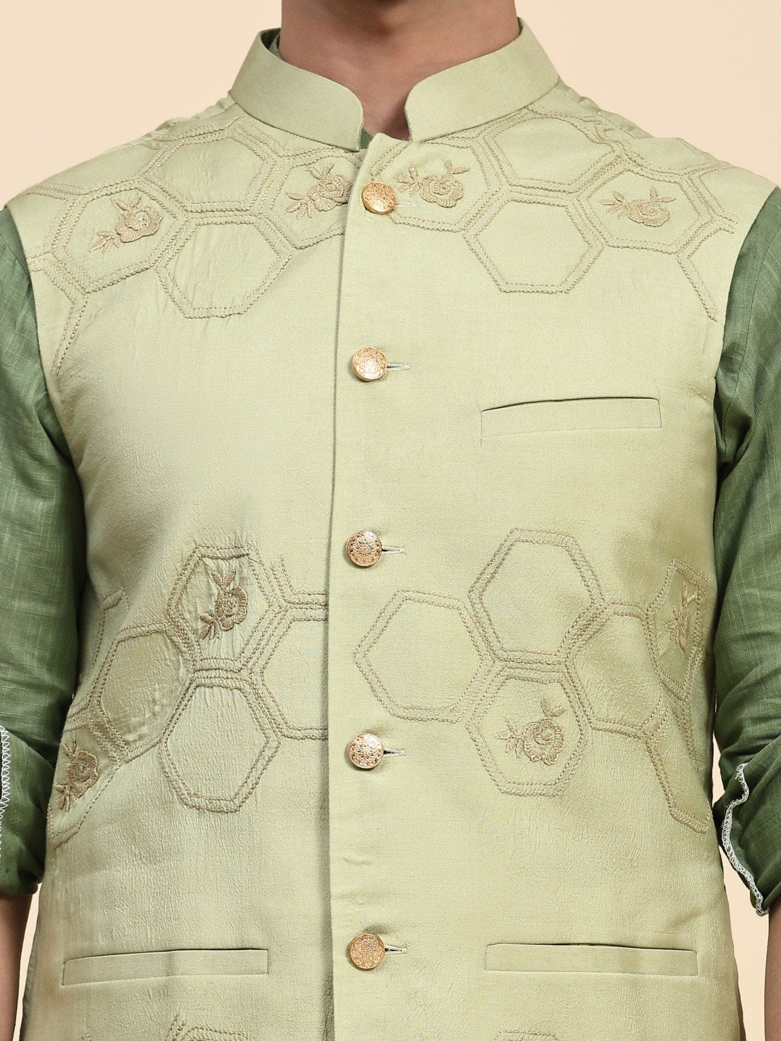 Cotton Men Kurta Set - Green - Charkha TalesCotton Men Kurta Set - Green