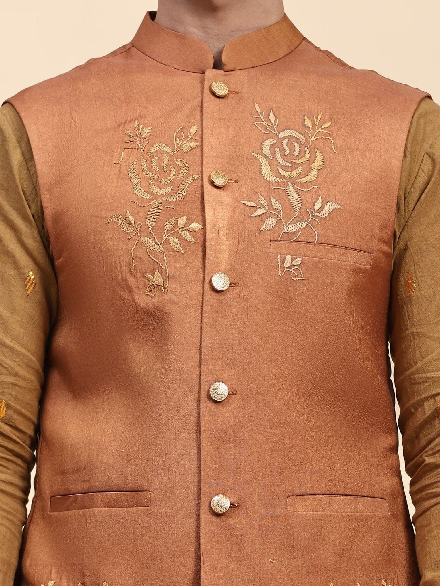 Cotton Men Kurta Set - Olive - Charkha TalesCotton Men Kurta Set - Olive