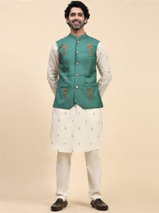 Cotton Men Kurta Set - White