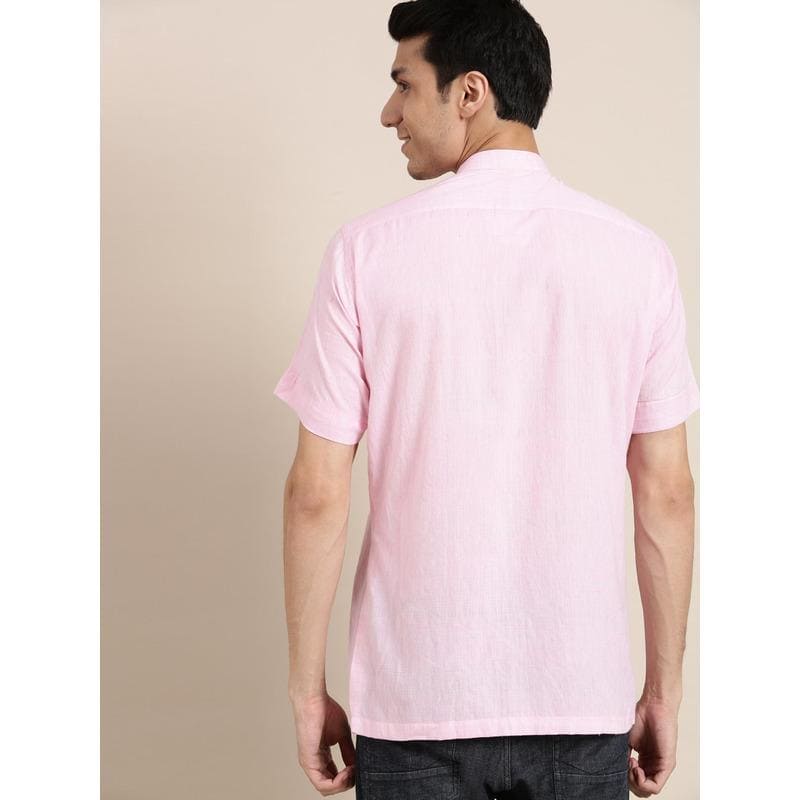 Cotton Men Shirt - Delight Pink - Charkha TalesCotton Men Shirt - Delight Pink