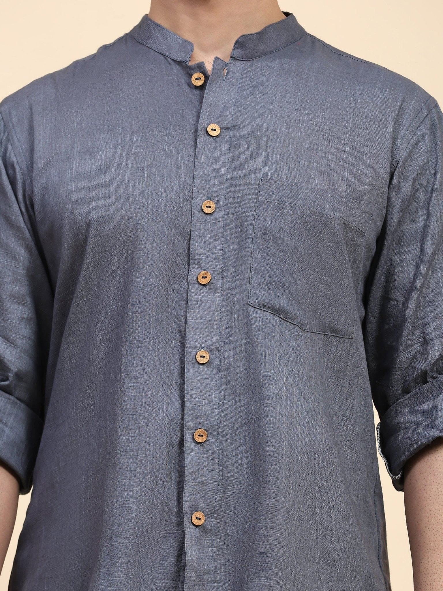 Cotton Shirt - Dark Grey - Charkha TalesCotton Shirt - Dark Grey
