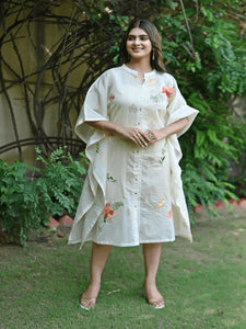 Dainty Dazzel Front Open Kaftaan - Off-White