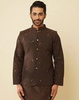 Dark Brown Cotton Nehru Jacket - Charkha TalesDark Brown Cotton Nehru Jacket