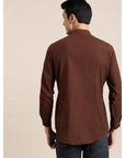 Dark Brown Men Cotton Full Shirt - Charkha TalesDark Brown Men Cotton Full Shirt