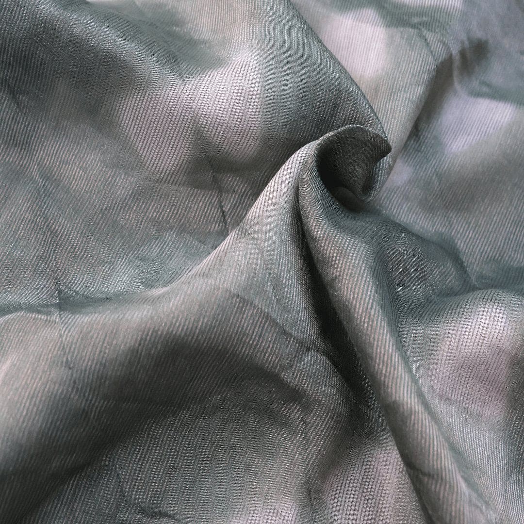 Dark Green Tie Dye Silk Chanderi Fabric - Charkha TalesDark Green Tie Dye Silk Chanderi Fabric