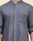 Dark Grey Cotton Shirt - Charkha TalesDark Grey Cotton Shirt