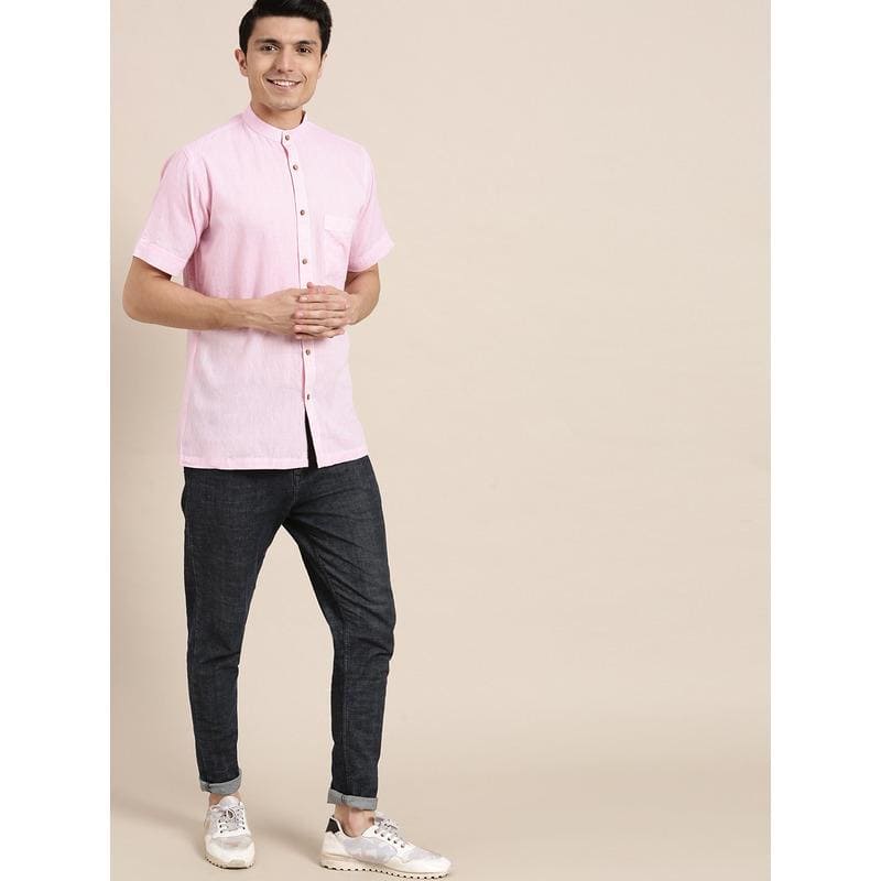 Delight Pink Cotton Men Shirt - Charkha TalesDelight Pink Cotton Men Shirt