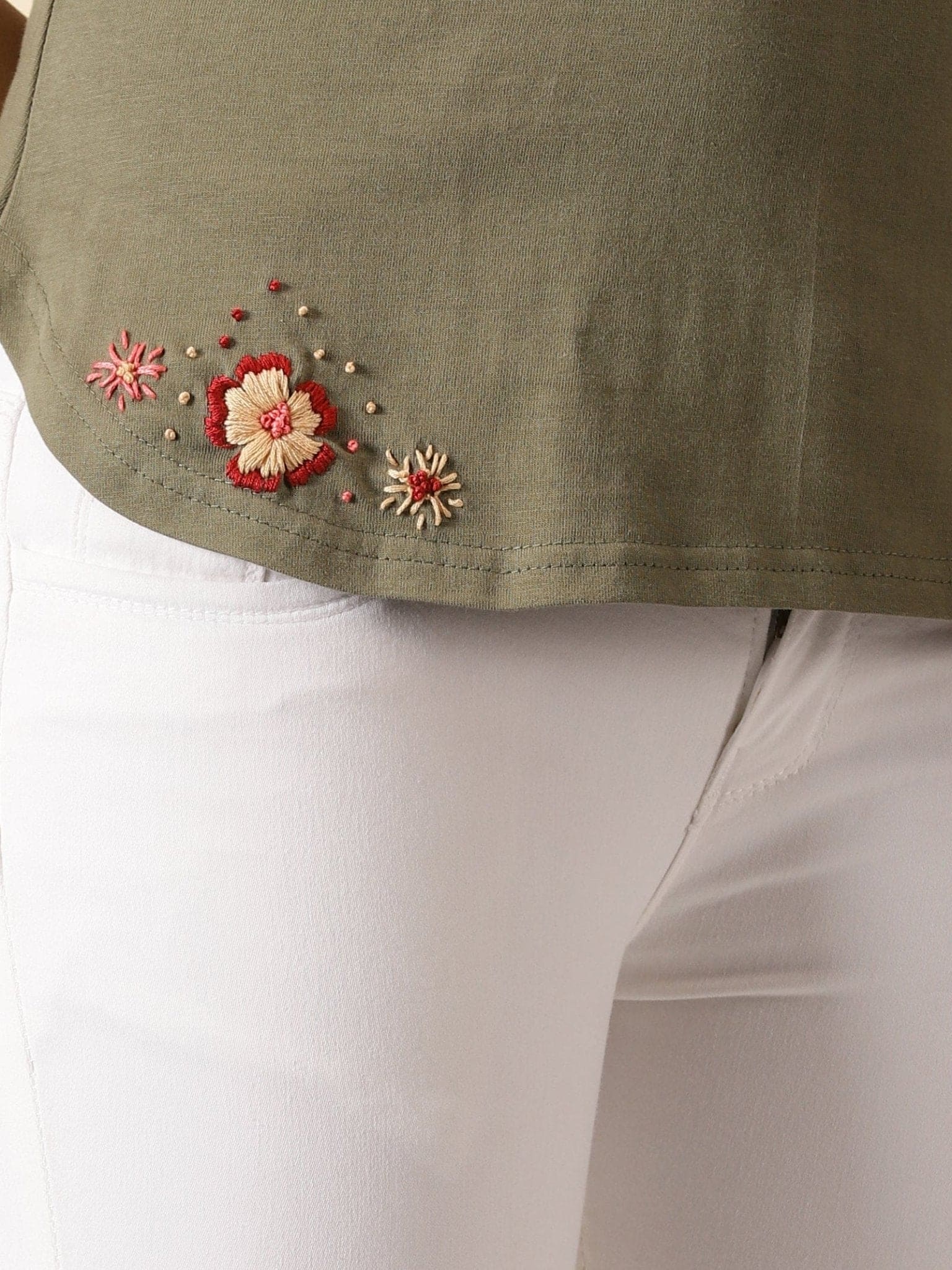 Embroidered Women Top - Forest Green - Charkha TalesEmbroidered Women Top - Forest Green