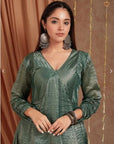 Emerald Green Chanderi Silk Shimmer Kurta Set - Charkha TalesEmerald Green Chanderi Silk Shimmer Kurta Set