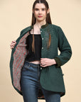 Emerald Green Khadi Cotton Jacket - Charkha TalesEmerald Green Khadi Cotton Jacket