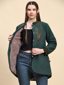 Khadi Cotton Jacket - Emerald Green