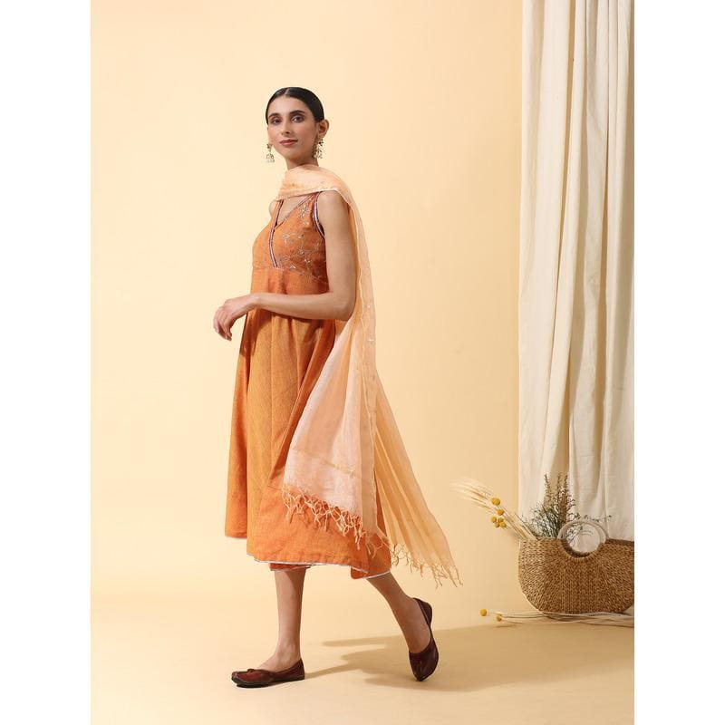 Festival Strap Gota Dress - Rust - Charkha TalesFestival Strap Gota Dress - Rust