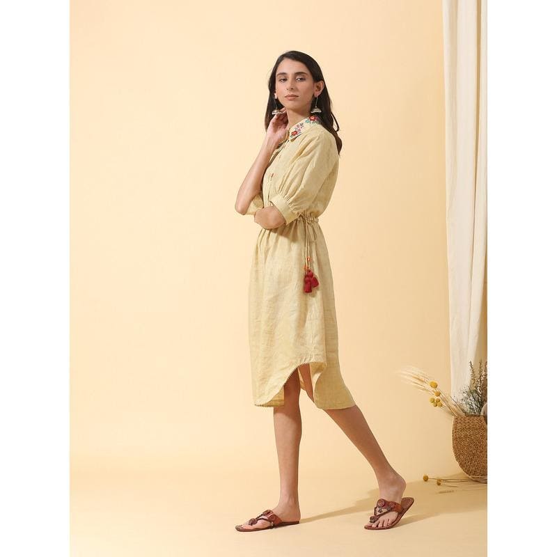 Floral Colourful Dress - Yellow - Charkha TalesFloral Colourful Dress - Yellow