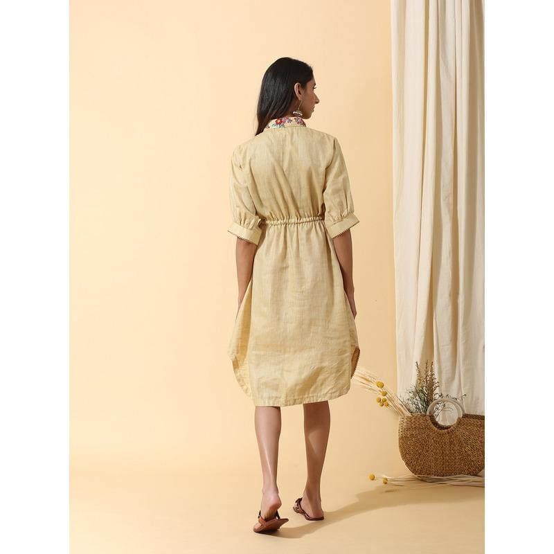 Floral Colourful Dress - Yellow - Charkha TalesFloral Colourful Dress - Yellow