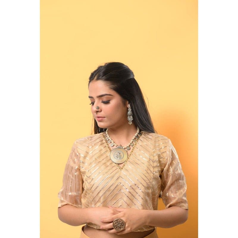 Floral Embroiderd Linen Saree - Yellow Gold - Charkha TalesFloral Embroiderd Linen Saree - Yellow Gold