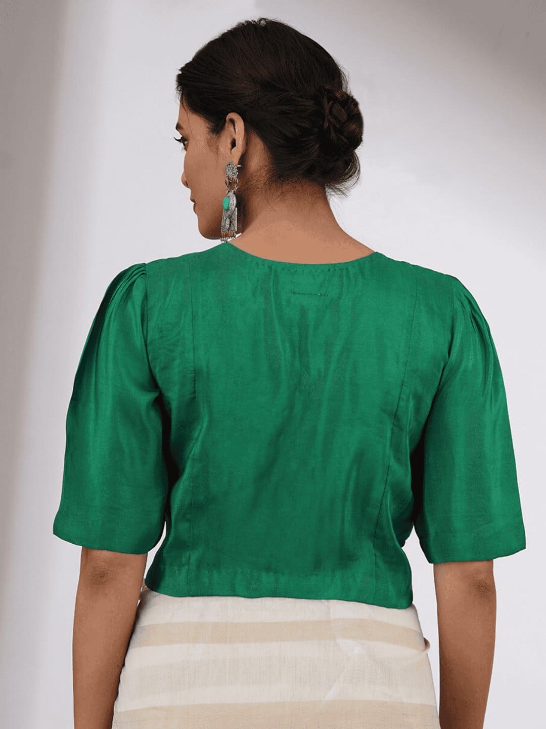 Gota Chanderi Silk Blouse - Green - Charkha TalesGota Chanderi Silk Blouse - Green